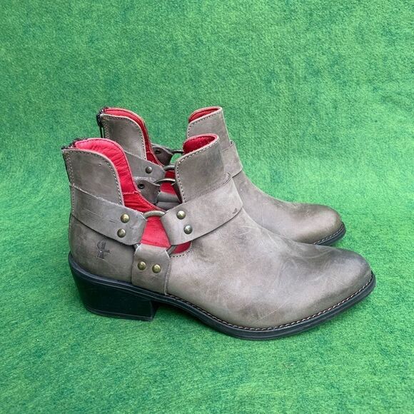 Ferrini 9 Gray Silver Crush Round Toe Ankle Boots Booties - Picture 2 of 10